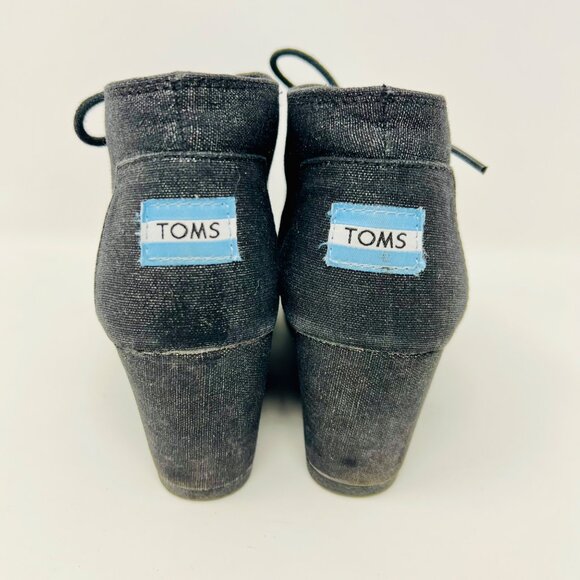 TOMS Black Metallic Kayla Lace Up Ankle Booties 8.5 - Picture 4 of 8